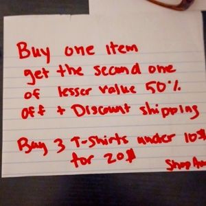 Buy 3 shirts under 10$ and get all 3 for 20 plus shipping.  SHOP AWAY!
